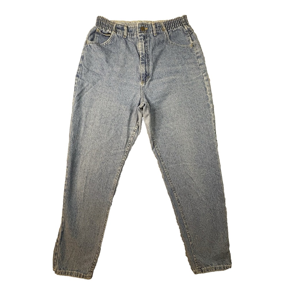 VTG Lee Women's 14 Med (31x29.5) Medium Wash Tapered Mom Jeans USA 90's SEE DESC
